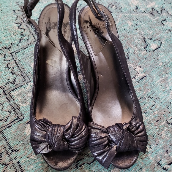 Mootsies Tootsies Black Leather Peep Toe Slingback - Picture 2 of 8